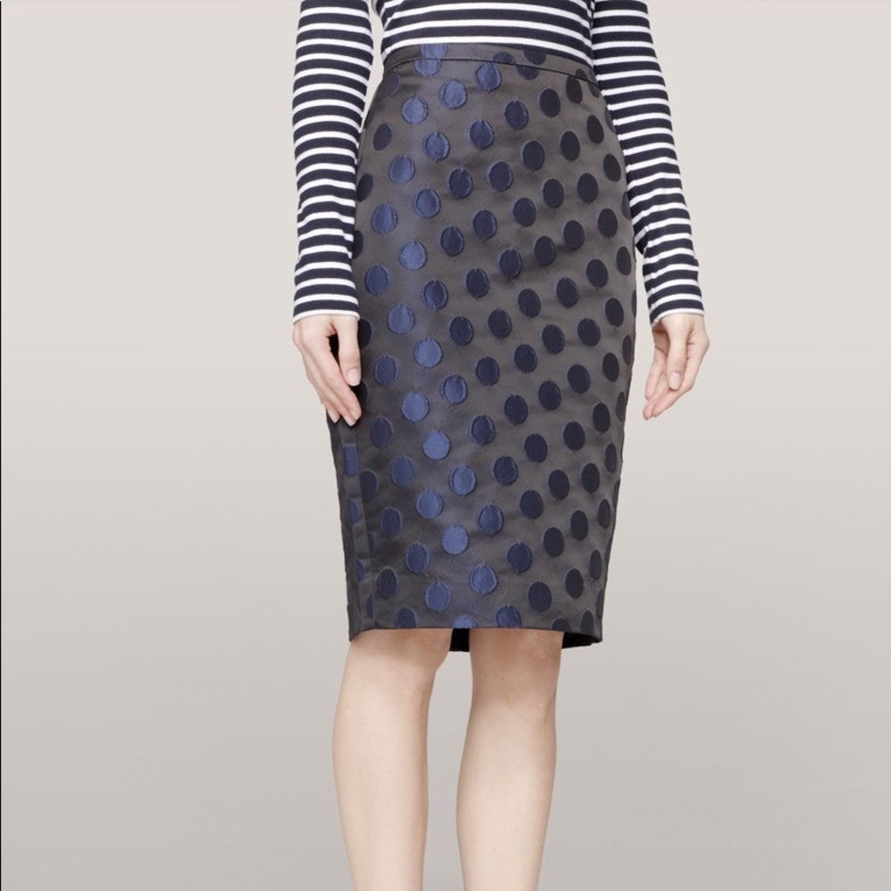 J.Crew Factory Polka Dot Jacquard Pencil Skirt in Blue.